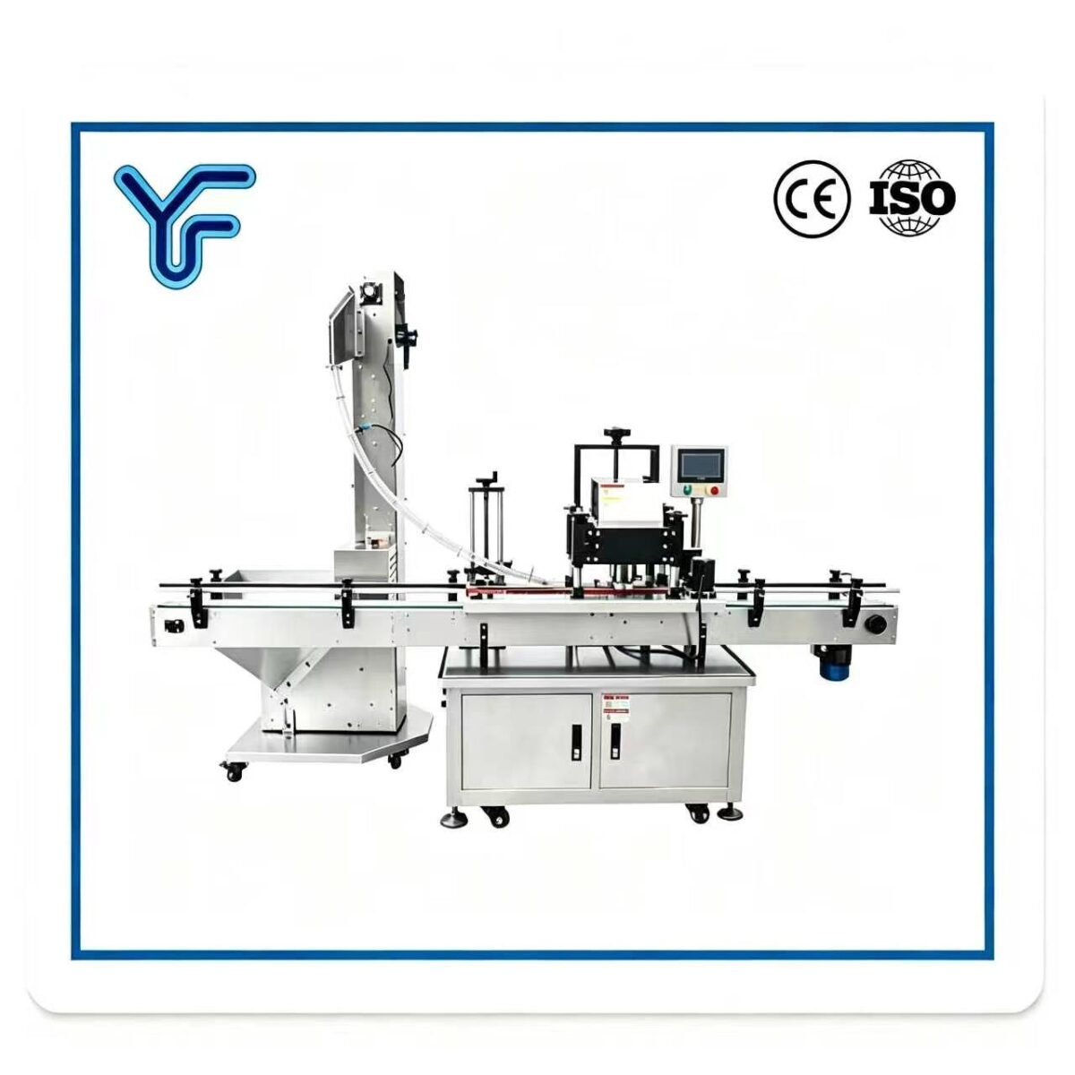 Fully Automatic Clamping Rotary Capping Machine, solves cap slipping & cap damage, four-wheel friction capping, buyers ask: does it support fast adjustment for different bottle and cap sizes?