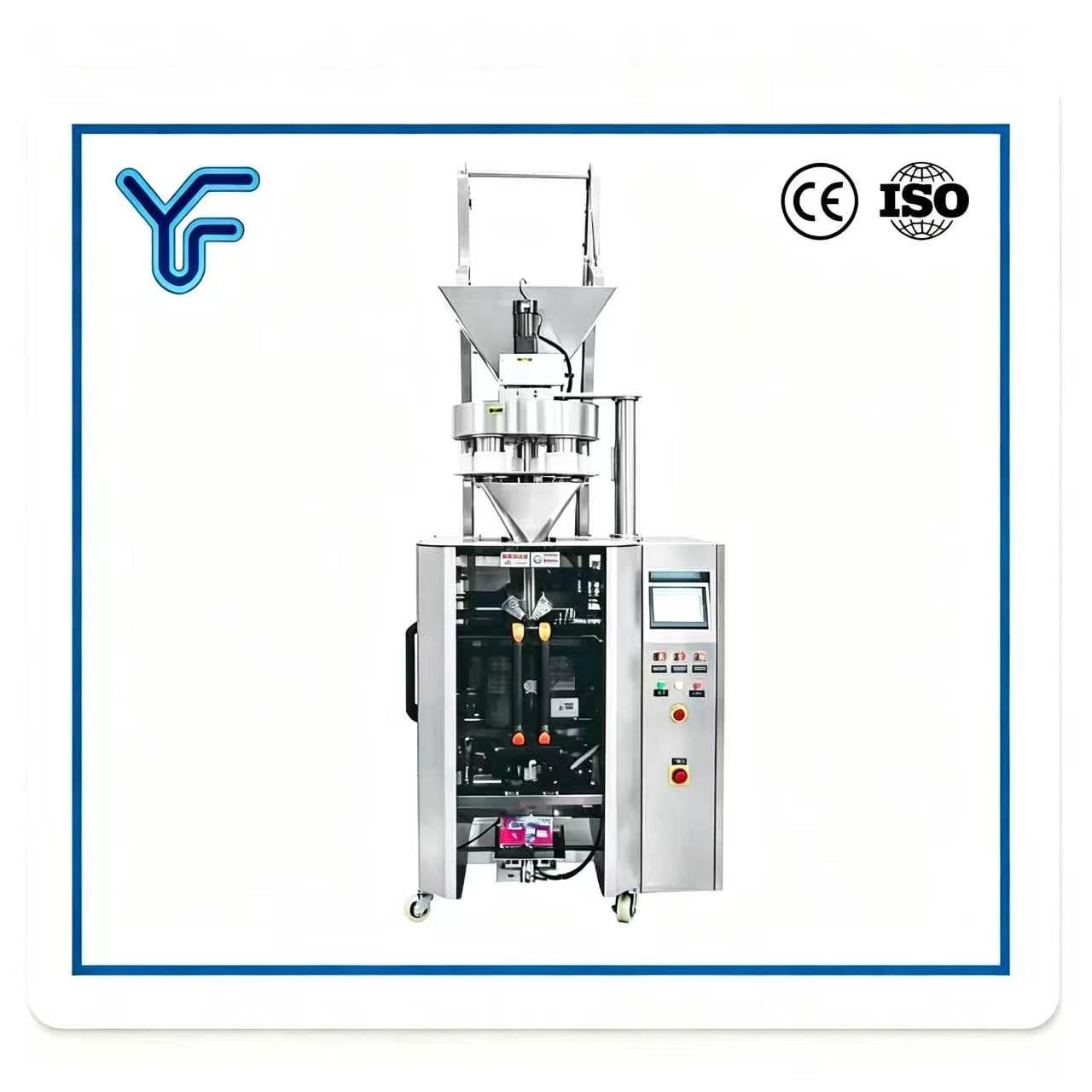 UF Series Measuring Cup Vertical Packaging Machine, solves low speed & inconsistent volume for granular food, IP65 waterproof cabinet, CE certified, buyers ask: can it make stand-up pouches and triangular bags?