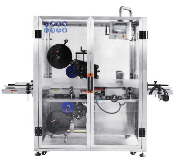 Uniflow UFTB-220-1 automatic single side flat surface labeling machine with full enclosed safety frame for carton and flat product labeling