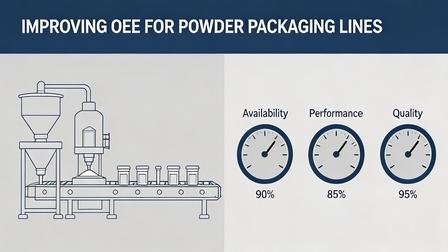 improve OEE powder packaging line availability performance quality dashboard cover