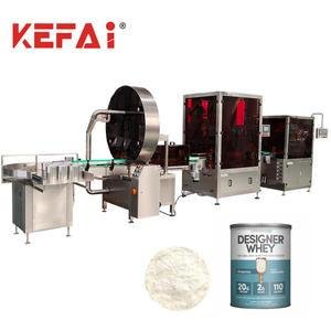 Core modules of automatic powder packaging line including bottle unscrambler, auger filler and sealer