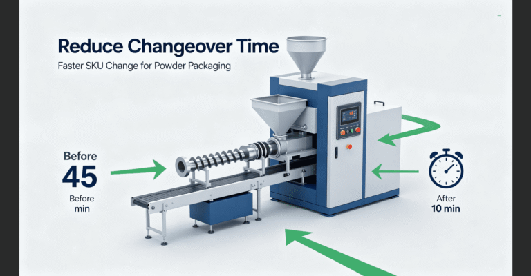 reduce changeover time powder packaging line SMED quick changeover cover