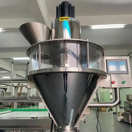 Stainless steel auger powder filler in food production workshop for bridging troubleshooting