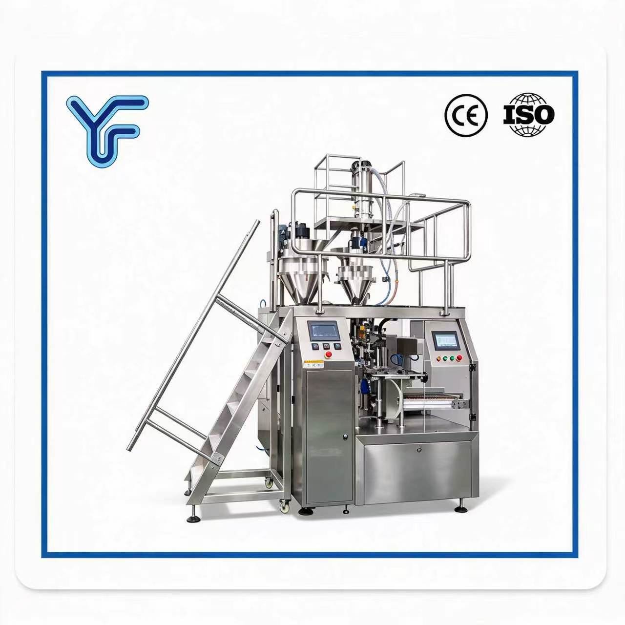 Rotary premade bag pick fill seal packing machine, automatic rotary doypack packaging machine CE ISO certified