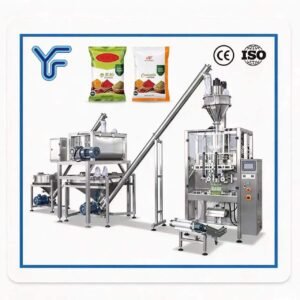 UF-730F powder mixing packaging machine integrated powder mixing and vertical packing line for milk powder, flour, spice powder and coffee powder packaging, CE ISO certified