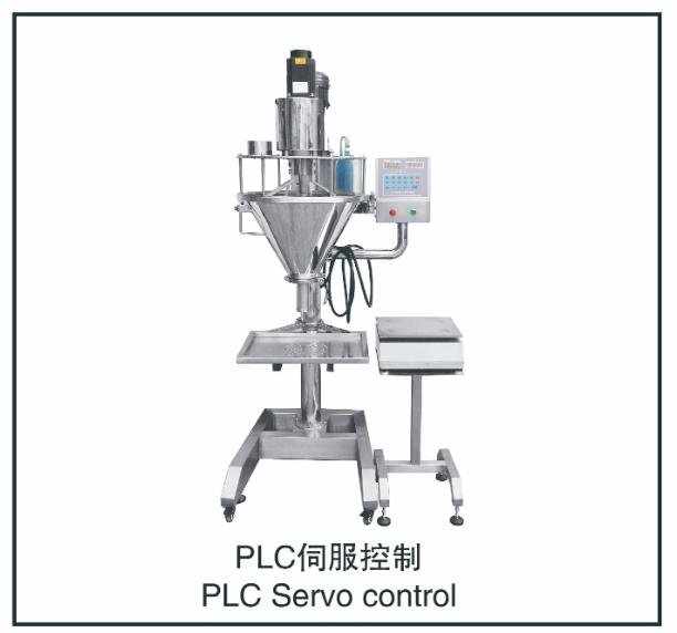 Delta PLC touchscreen control panel on servo driven powder filling machine
