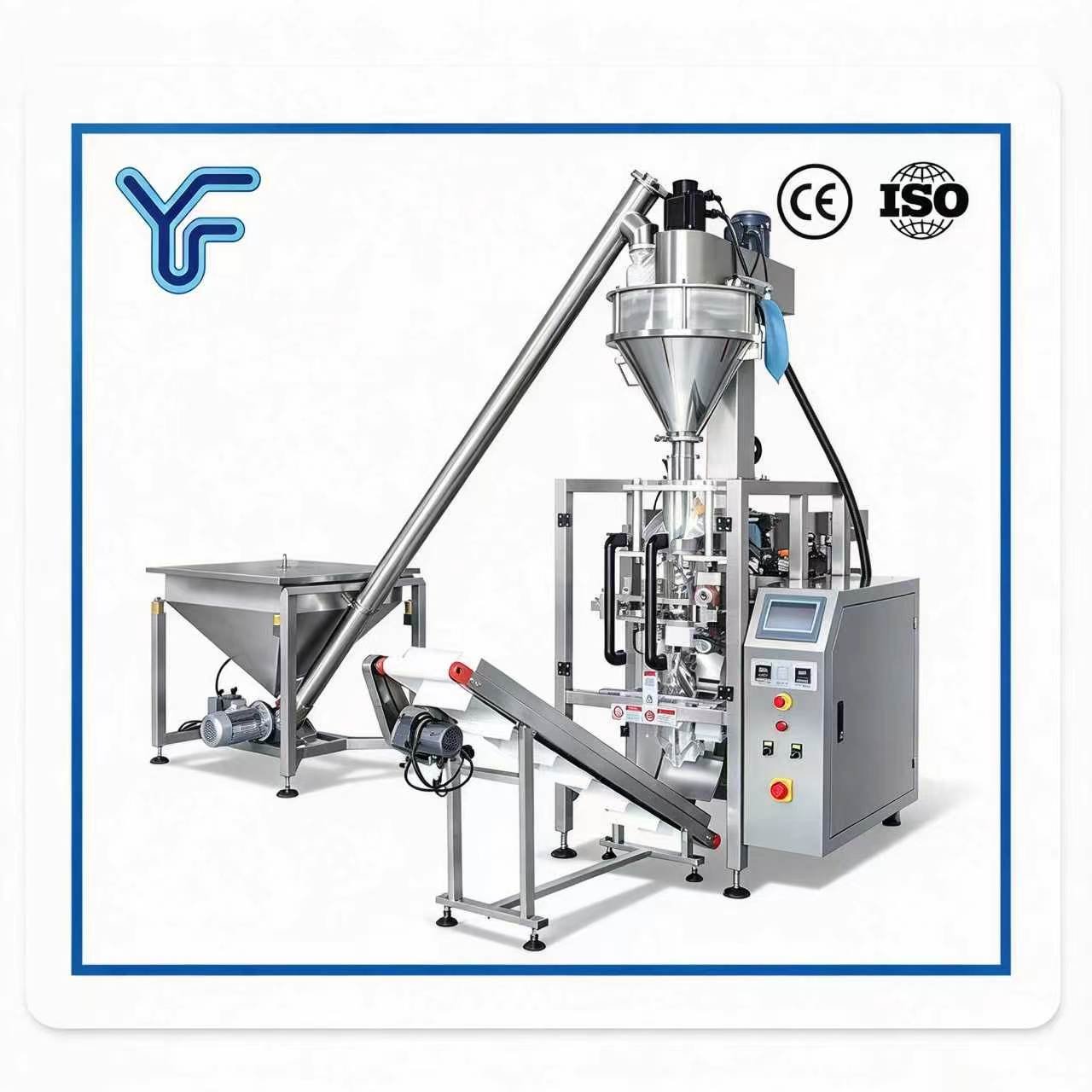 VFFS vertical form fill seal packaging machine with screw conveyor, automatic granule powder bag forming filling sealing machine CE ISO certified